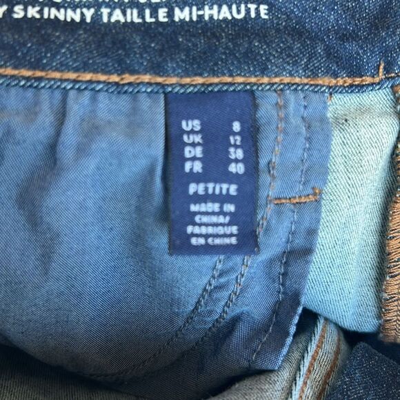 Land's End Curvy Midrise  Skinny Leg Jeans River Rinse Dark Denim Stretch 8 Pet - Picture 13 of 16